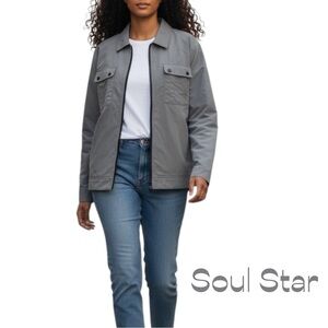 Soul Star Gray Full Zip Long Sleeve Utility Jacket NWT Size XL